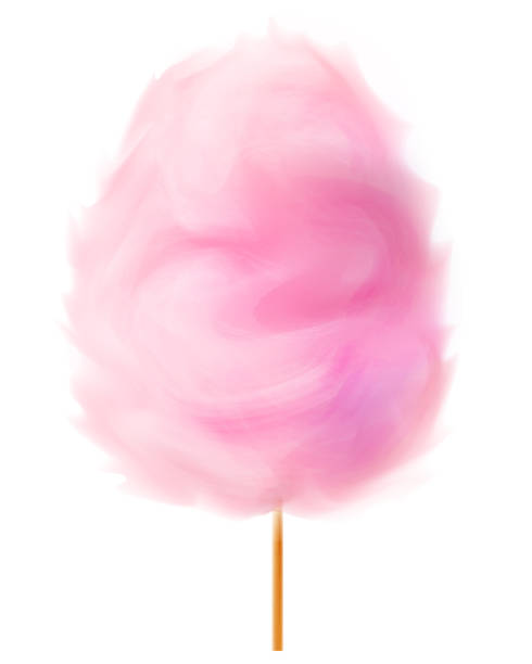Pink sweet cotton candy, 3D. Vector illustration isolated on white background. Pink sweet cotton candy, 3D. Vector illustration isolated on white background.