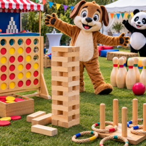 Jeux en bois, jeux géants, mascottes, kermesse